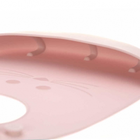 Bavoir silicone Little Chums Souris Lässig – Rose : avec récupérateur profond