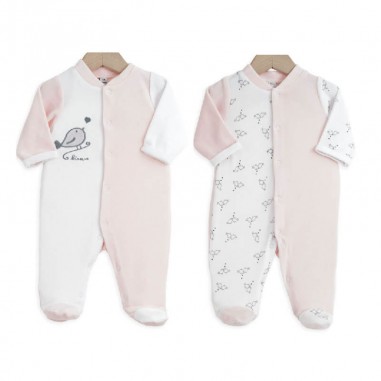 Lot 2 Pyjamas Bébés Prématurés Rose Trois Kilos Sept