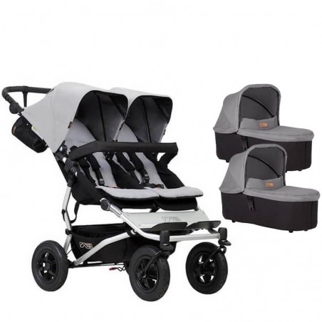 Pack Poussette Duet V3.2 Silver + 2 Nacelles Carrycot Plus Silver Mountain Buggy Mountain Buggy - 1