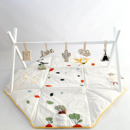 Arche D Eveil Jumeaux Tipi Play Gym Bois Blanc Avec Jouets Childhome