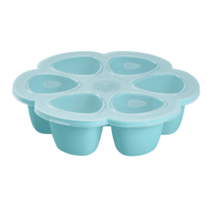 Multiportions silicone 6*90 Béaba - bleu - avec couvercle