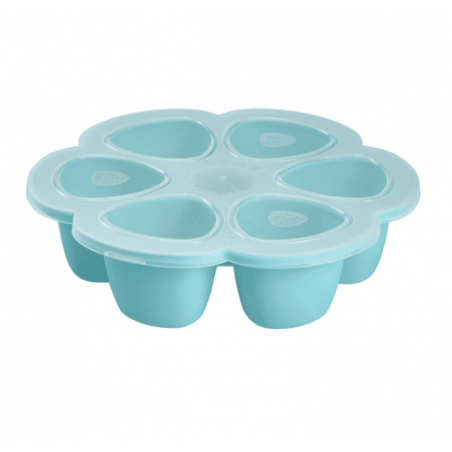 Multiportions silicone 6*90 Béaba - bleu - avec couvercle