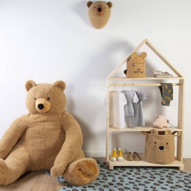 Pouf De Rangement Pour Peluches - 71cm Gris - Transformable En Siège - Coton Durable - Rangement Jouets Enfant