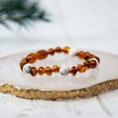 Bracelet bébé ambre/howlite... 2