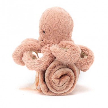Doudou Pieuvre Odell Octopus Rose Soother - Jellycat