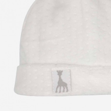 Bonnet Naissance Jacquard Ecru Sophie la Girafe Trois Kilos Sept