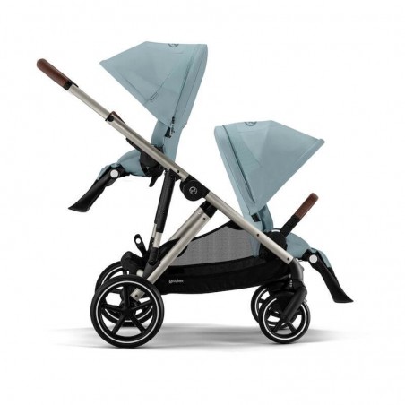 Poussette double évolutive Cybex Gazelle S - 2 nacelles Soho Grey - Châssis  Taupe