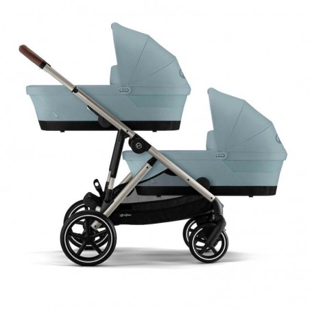 Poussette double gazelle s - châssis taupe + siège - sky blue de Cybex sur  allobébé