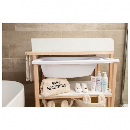 Table à langer et baignoire à roulettes intégrée - Bois blanc – BellyStar