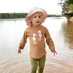 T-Shirt anti-UV Manches-Longues Lässig Hippocampe Rose Clair 2