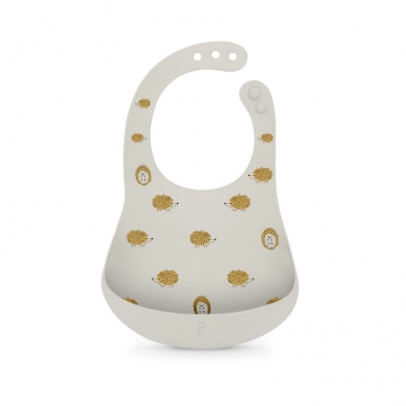 Bavoir en silicone gris - motif hérisson