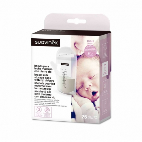 Boite de 25 Sachets pour lait maternel avec zip Suavinex
