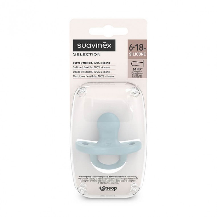 Suavinex Attache Tétine Silicone Colour Essence Deep Ocean - +0 Mois - Une Seule Pièce