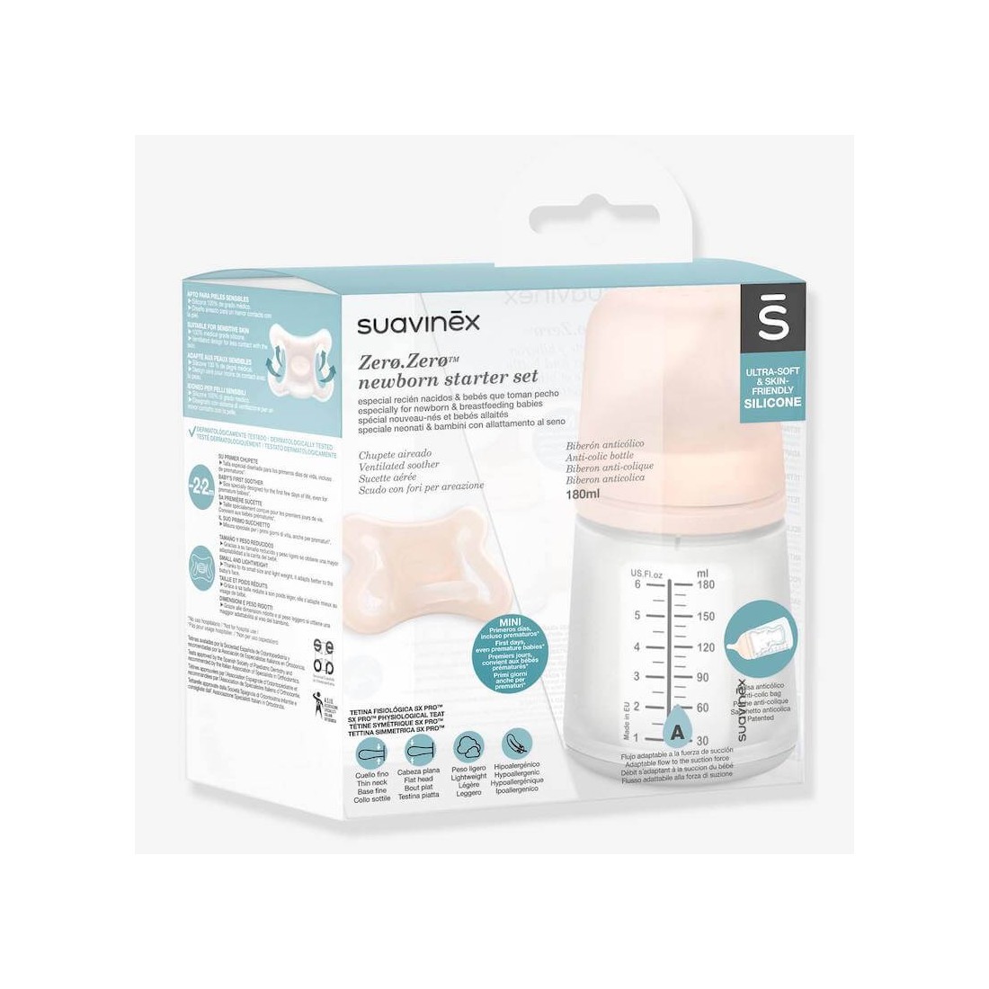 SUAVINEX Pack Biberon Zero-Zero Anti-Colique - Spécial Allaitement - 180ml