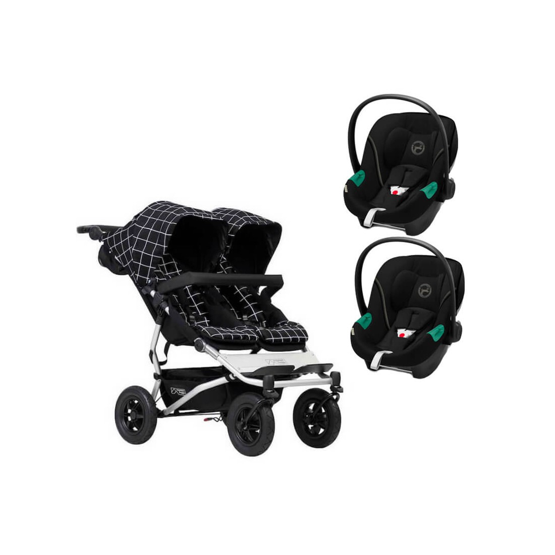 Pack Poussette Double Duet Mountain Buggy + 2 Coques Cloud T i-Size Cybex