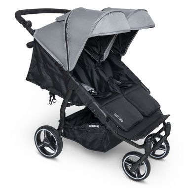 Poussette Double Easy Twin 3S Light Chassis Noir + Habillage Pluie Baby Monsters