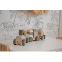 Train à blocs en bois vert... 2