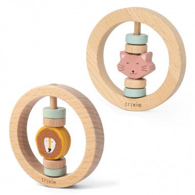 Pack Jumeaux 2 hochets rond en bois -...