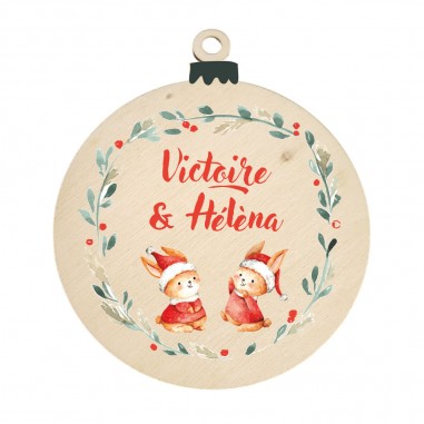 Suspension en bois Noël - Jumeaux...