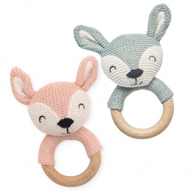 Pack Jumeaux 2 hochets anneau de...