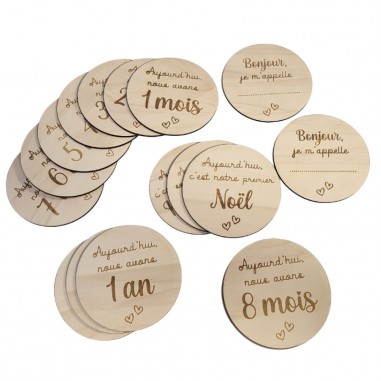 Set de 19 cartes étapes en bois -...