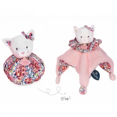 Doudou Chat rose - Cocon - Balle...