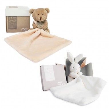 Pack Jumeaux 2 doudous mouchoir -...