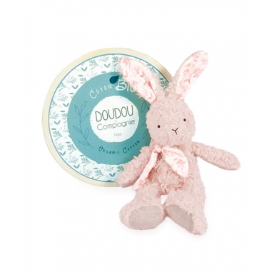 Lapin peluche rose en coton Bio 25 cm...
