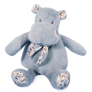 Peluche hippopotame bleu doux bandana...
