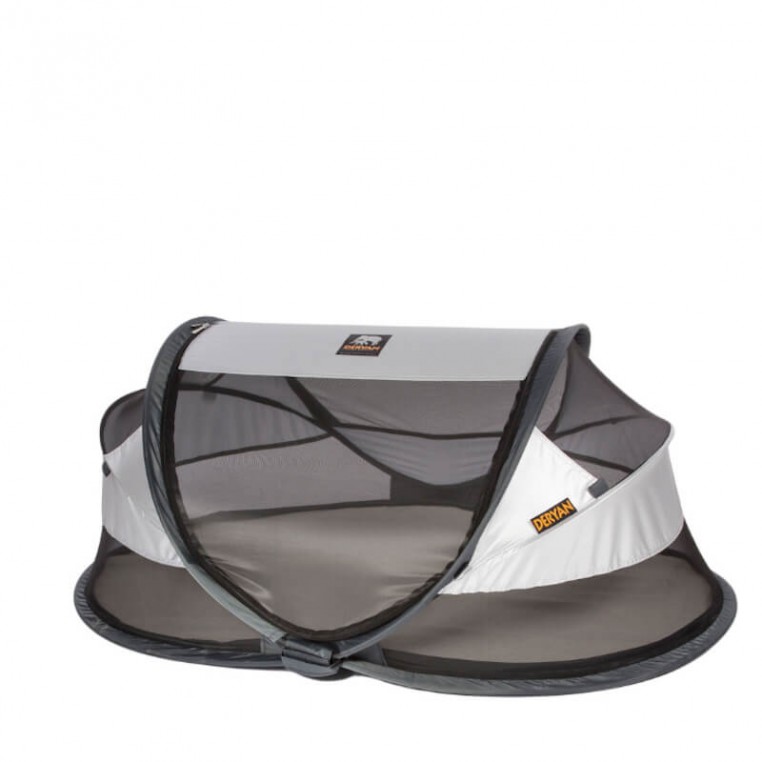 Lit De Voyage Pop-Up Pour Enfant Deryan - Avec Matelas Autogonflant Et Moustiquaire - Ivoire