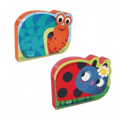 Lot de 2 Livres Cartonnés Mini-Animaux Escargot et Coccinelle
