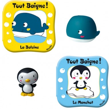 Lot de 2 Livres de Bain Tout Baigne Baleine et Manchot