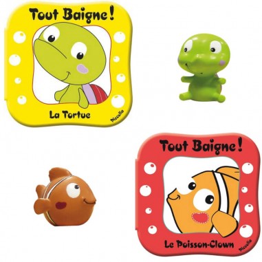 Lot de 2 Livres de Bain Tout Baigne Tortue et Poisson-Clown