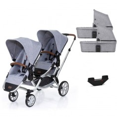 Pack Poussette Double Zoom Et Nacelles Rigides Graphite Grey Abc Design
