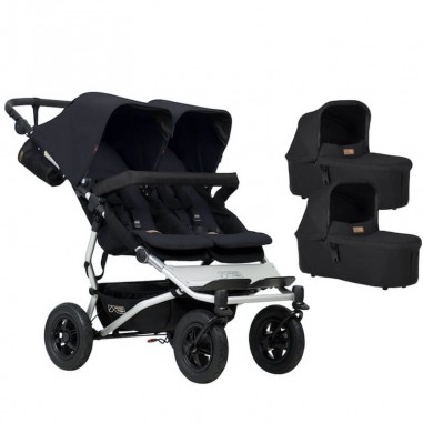 Pack Poussette Double Duet V3.2 Black + 2 Nacelles Carrycot Plus Mountain Buggy - 1