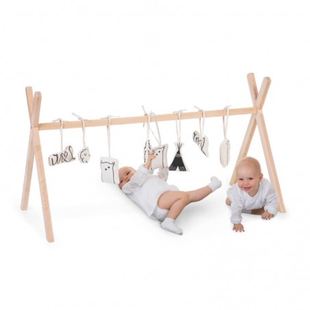 Moukkey Portique D'Éveil Bébé Bois, Arche Éveil Bébé, Arche De Jeu en Bois  Bébé Trapèze avec 3 Jouets pour Bébé pour Enfants Gym Jouet éducatif pour