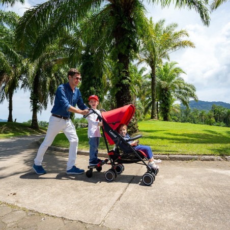 Planche Poussette Universelle, Marche Pied Poussette, Buggy Board avec  Siège, Conception Stable à Deux Roues, pour Enfants de 3 à 7 Ans (25KG)