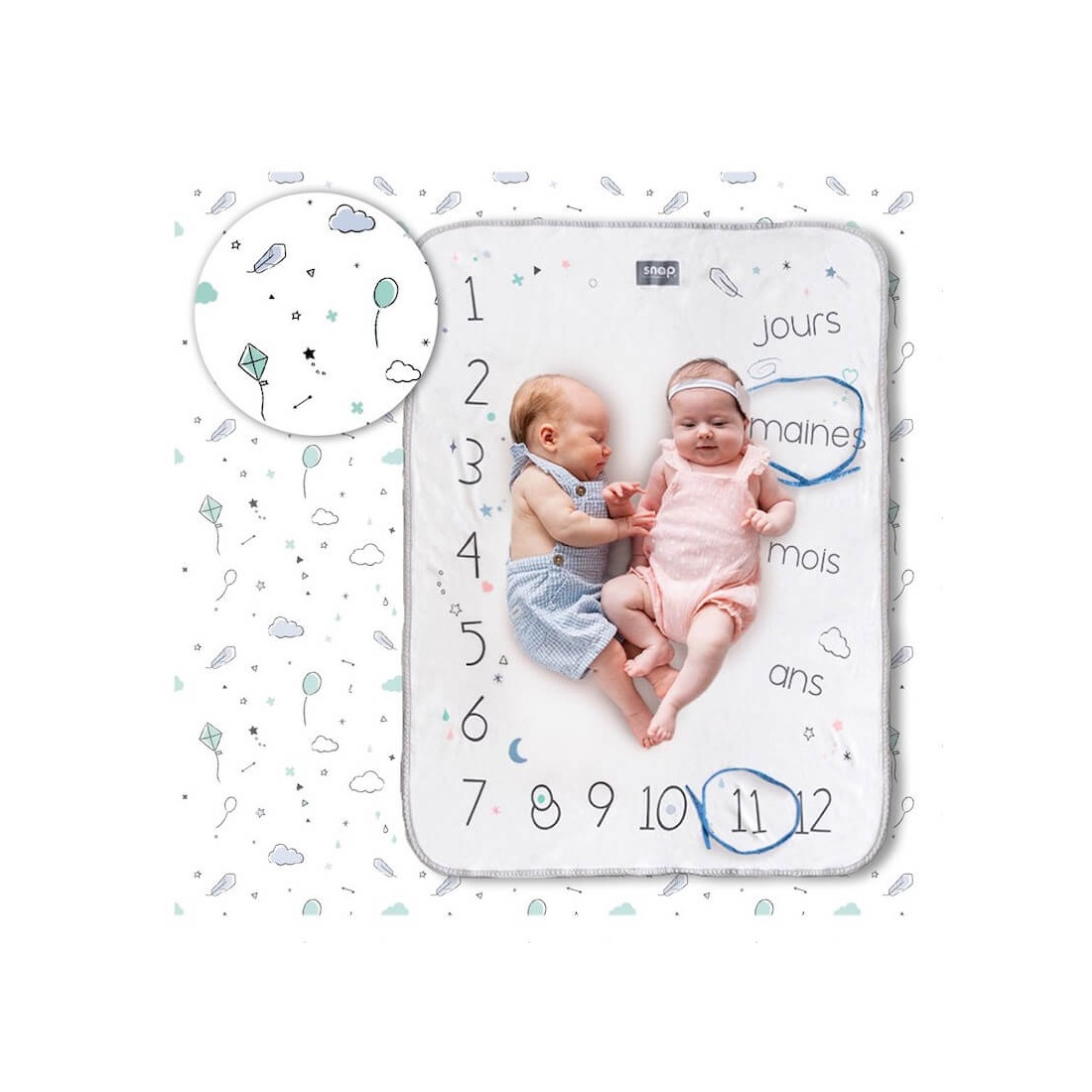 Babyfun Couverture Etape Bebe Imprimée Double Face - Couverture